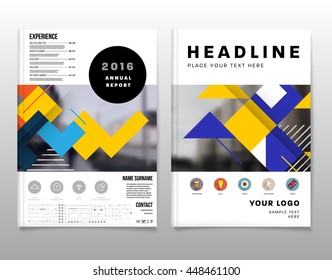 Geometric Cover Background, Brochure Template Layout for Annual Report or Business Design. A4 Booklet. Triangular or Polygonal Structures. Vector Illustration.