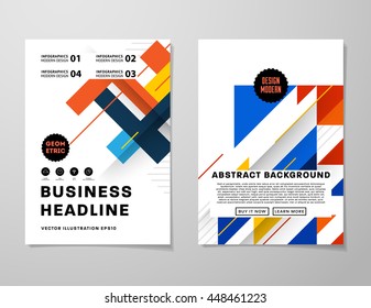 Geometric Cover Background, Brochure Template Layout for Annual Report or Business Design. A4 Booklet. Triangular or Polygonal Structures. Vector Illustration.