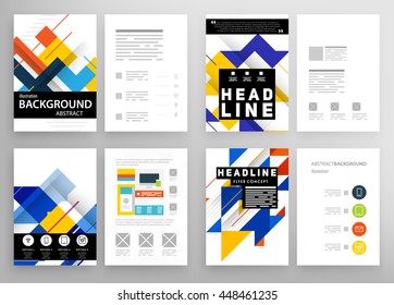 Geometric Cover Background, Brochure Template Layout for Annual Report or Business Design. A4 Booklet. Triangular or Polygonal Structures. Vector Illustration.