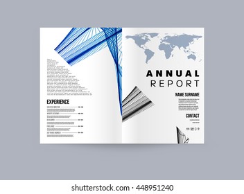 Geometric Cover Background, Brochure Template Layout for Annual Report or Business Design. A4 Booklet. Triangular or Polygonal Structures. Vector Illustration.