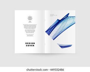 Geometric Cover Background, Brochure Template Layout for Annual Report or Business Design. A4 Booklet. Triangular or Polygonal Structures. Vector Illustration.