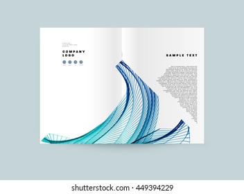 Geometric Cover Background, Brochure Template Layout for Annual Report or Business Design. A4 Booklet. Triangular or Polygonal Structures. Vector Illustration.