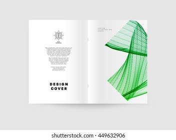 Geometric Cover Background, Brochure Template Layout for Annual Report or Business Design. A4 Booklet. Triangular or Polygonal Structures. Vector Illustration.
