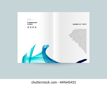 Geometric Cover Background, Brochure Template Layout for Annual Report or Business Design. A4 Booklet. Triangular or Polygonal Structures. Vector Illustration.