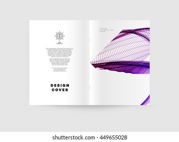 Geometric Cover Background, Brochure Template Layout for Annual Report or Business Design. A4 Booklet. Triangular or Polygonal Structures. Vector Illustration.