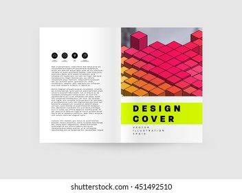 Geometric Cover Background, Brochure Template Layout for Annual Report or Business Design. A4 Booklet. Triangular or Polygonal Structures. Vector Illustration.