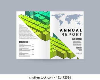 Geometric Cover Background, Brochure Template Layout for Annual Report or Business Design. A4 Booklet. Triangular or Polygonal Structures. Vector Illustration.