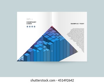 Geometric Cover Background, Brochure Template Layout for Annual Report or Business Design. A4 Booklet. Triangular or Polygonal Structures. Vector Illustration.