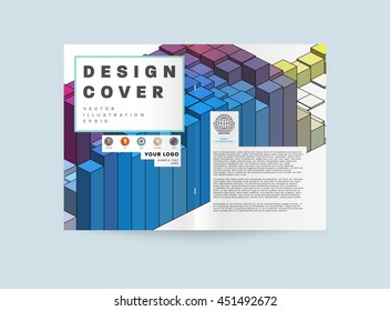 Geometric Cover Background, Brochure Template Layout for Annual Report or Business Design. A4 Booklet. Triangular or Polygonal Structures. Vector Illustration.
