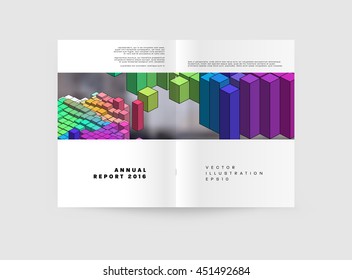 Geometric Cover Background, Brochure Template Layout for Annual Report or Business Design. A4 Booklet. Triangular or Polygonal Structures. Vector Illustration.