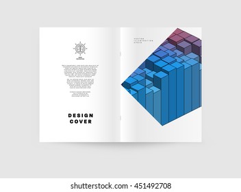 Geometric Cover Background, Brochure Template Layout for Annual Report or Business Design. A4 Booklet. Triangular or Polygonal Structures. Vector Illustration.