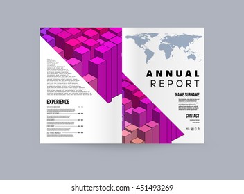 Geometric Cover Background, Brochure Template Layout for Annual Report or Business Design. A4 Booklet. Triangular or Polygonal Structures. Vector Illustration.