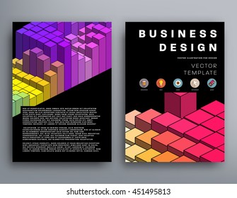 Geometric Cover Background, Brochure Template Layout for Annual Report or Business Design. A4 Booklet. Triangular or Polygonal Structures. Vector Illustration.
