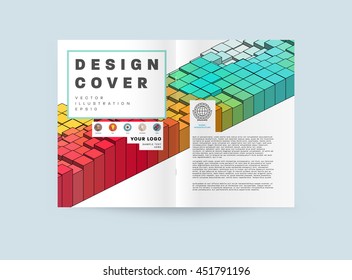 Geometric Cover Background, Brochure Template Layout for Annual Report or Business Design. A4 Booklet. Triangular or Polygonal Structures. Vector Illustration.