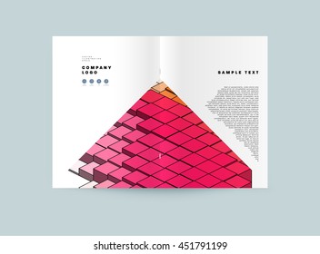 Geometric Cover Background, Brochure Template Layout for Annual Report or Business Design. A4 Booklet. Triangular or Polygonal Structures. Vector Illustration.