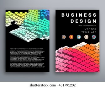 Geometric Cover Background, Brochure Template Layout for Annual Report or Business Design. A4 Booklet. Triangular or Polygonal Structures. Vector Illustration.