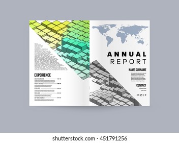 Plano de fundo da capa geométrica, layout do modelo de brochura para relatório anual ou design de negócios. Livreto A4. Estruturas triangulares ou poligonais. Ilustração de vetor.
