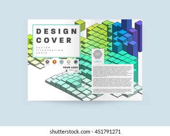 Geometric Cover Background, Brochure Template Layout for Annual Report or Business Design. A4 Booklet. Triangular or Polygonal Structures. Vector Illustration.