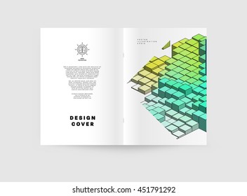 Fondo de la cubierta geométrica, diseño de plantilla de folleto para el informe anual o el diseño empresarial. Folleto A4. Estructuras triangulares o poligonales. Ilustración vectorial.
