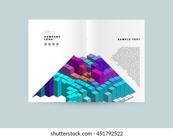 Fondo de la cubierta geométrica, diseño de plantilla de folleto para el informe anual o el diseño empresarial. Folleto A4. Estructuras triangulares o poligonales. Ilustración vectorial.