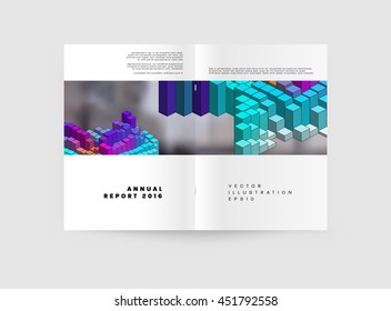 Geometric Cover Background, Brochure Template Layout for Annual Report or Business Design. A4 Booklet. Triangular or Polygonal Structures. Vector Illustration.