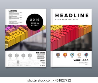 Geometric Cover Background, Brochure Template Layout for Annual Report or Business Design. A4 Booklet. Triangular or Polygonal Structures. Vector Illustration.