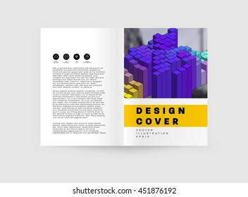 Geometric Cover Background, Brochure Template Layout for Annual Report or Business Design. A4 Booklet. Triangular or Polygonal Structures. Vector Illustration.