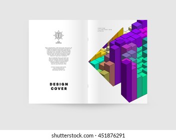 Fondo de la cubierta geométrica, diseño de plantilla de folleto para el informe anual o el diseño empresarial. Folleto A4. Estructuras triangulares o poligonales. Ilustración vectorial.