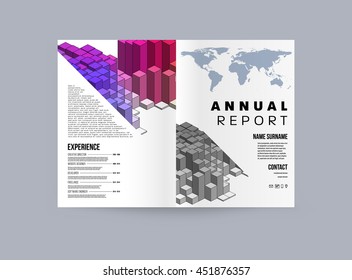 Geometric Cover Background, Brochure Template Layout for Annual Report or Business Design. A4 Booklet. Triangular or Polygonal Structures. Vector Illustration.