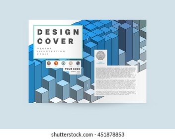 Geometric Cover Background, Brochure Template Layout for Annual Report or Business Design. A4 Booklet. Triangular or Polygonal Structures. Vector Illustration.
