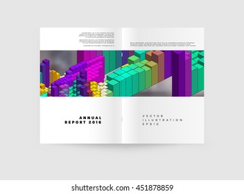 Geometric Cover Background, Brochure Template Layout for Annual Report or Business Design. A4 Booklet. Triangular or Polygonal Structures. Vector Illustration.