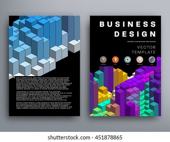 Geometric Cover Background, Brochure Template Layout for Annual Report or Business Design. A4 Booklet. Triangular or Polygonal Structures. Vector Illustration.