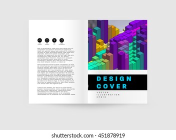 Geometric Cover Background, Brochure Template Layout for Annual Report or Business Design. A4 Booklet. Triangular or Polygonal Structures. Vector Illustration.