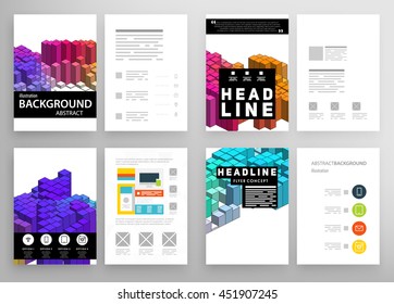 Geometric Cover Background, Brochure Template Layout for Annual Report or Business Design. A4 Booklet. Triangular or Polygonal Structures. Vector Illustration.