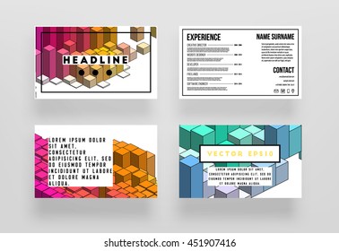 Geometric Cover Background, Brochure Template Layout for Annual Report or Business Design. A4 Booklet. Triangular or Polygonal Structures. Vector Illustration.