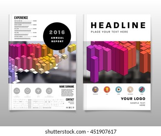 Geometric Cover Background, Brochure Template Layout for Annual Report or Business Design. A4 Booklet. Triangular or Polygonal Structures. Vector Illustration.