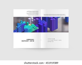 Geometric Cover Background, Brochure Template Layout for Annual Report or Business Design. A4 Booklet. Triangular or Polygonal Structures. Vector Illustration.