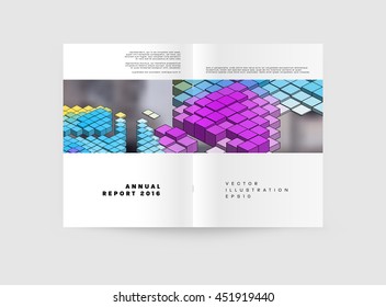 Geometric Cover Background, Brochure Template Layout for Annual Report or Business Design. A4 Booklet. Triangular or Polygonal Structures. Vector Illustration.