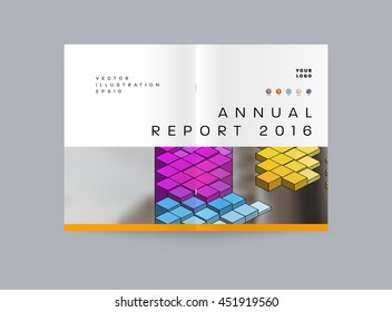 Geometric Cover Background, Brochure Template Layout for Annual Report or Business Design. A4 Booklet. Triangular or Polygonal Structures. Vector Illustration.
