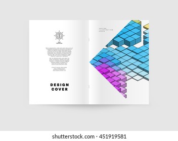 Fondo de la cubierta geométrica, diseño de plantilla de folleto para el informe anual o el diseño empresarial. Folleto A4. Estructuras triangulares o poligonales. Ilustración vectorial.