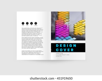 Geometric Cover Background, Brochure Template Layout for Annual Report or Business Design. A4 Booklet. Triangular or Polygonal Structures. Vector Illustration.