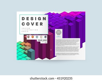 Geometric Cover Background, Brochure Template Layout for Annual Report or Business Design. A4 Booklet. Triangular or Polygonal Structures. Vector Illustration.