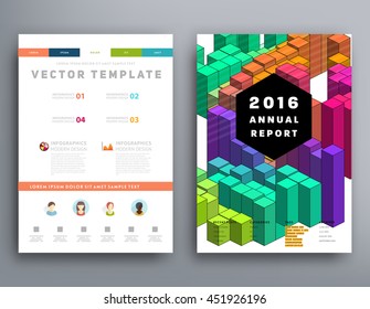 Geometric Cover Background, Brochure Template Layout for Annual Report or Business Design. A4 Booklet. Triangular or Polygonal Structures. Vector Illustration.