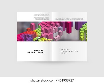 Geometric Cover Background, Brochure Template Layout for Annual Report or Business Design. A4 Booklet. Triangular or Polygonal Structures. Vector Illustration.