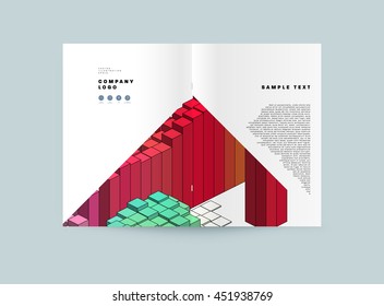 Geometric Cover Background, Brochure Template Layout for Annual Report or Business Design. A4 Booklet. Triangular or Polygonal Structures. Vector Illustration.