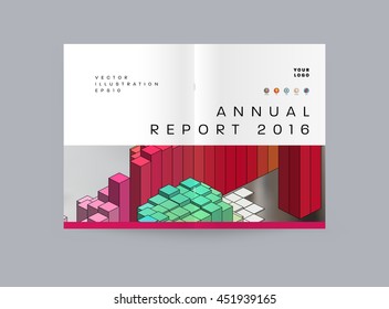 Geometric Cover Background, Brochure Template Layout for Annual Report or Business Design. A4 Booklet. Triangular or Polygonal Structures. Vector Illustration.