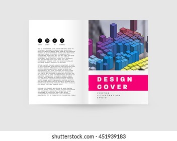 Geometric Cover Background, Brochure Template Layout for Annual Report or Business Design. A4 Booklet. Triangular or Polygonal Structures. Vector Illustration.