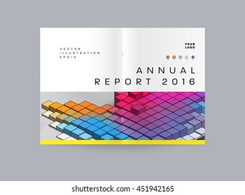 Geometric Cover Background, Brochure Template Layout for Annual Report or Business Design. A4 Booklet. Triangular or Polygonal Structures. Vector Illustration.