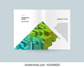 Geometric Cover Background, Brochure Template Layout for Annual Report or Business Design. A4 Booklet. Triangular or Polygonal Structures. Vector Illustration.