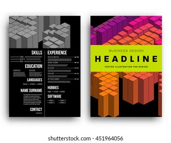 Geometric Cover Background, Brochure Template Layout for Annual Report or Business Design. A4 Booklet. Triangular or Polygonal Structures. Vector Illustration.